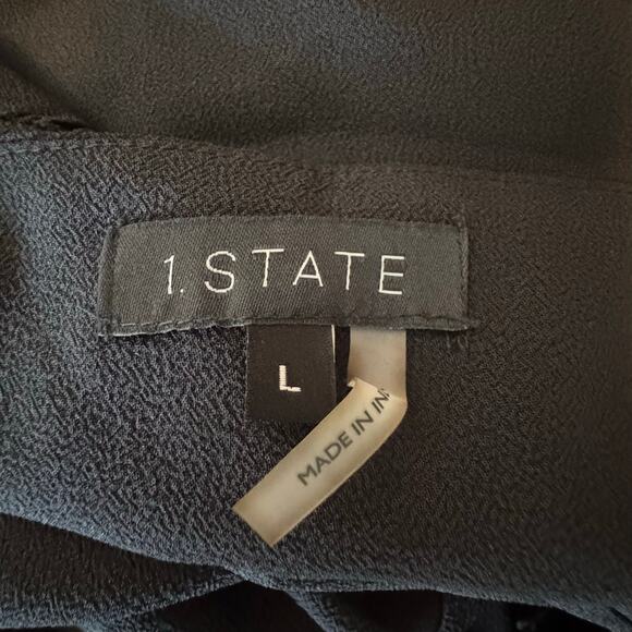 1.State Midi Dress Size Large NWT Black Sleeveless Tiered V-Neck A-Line Strappy - Picture 9 of 10